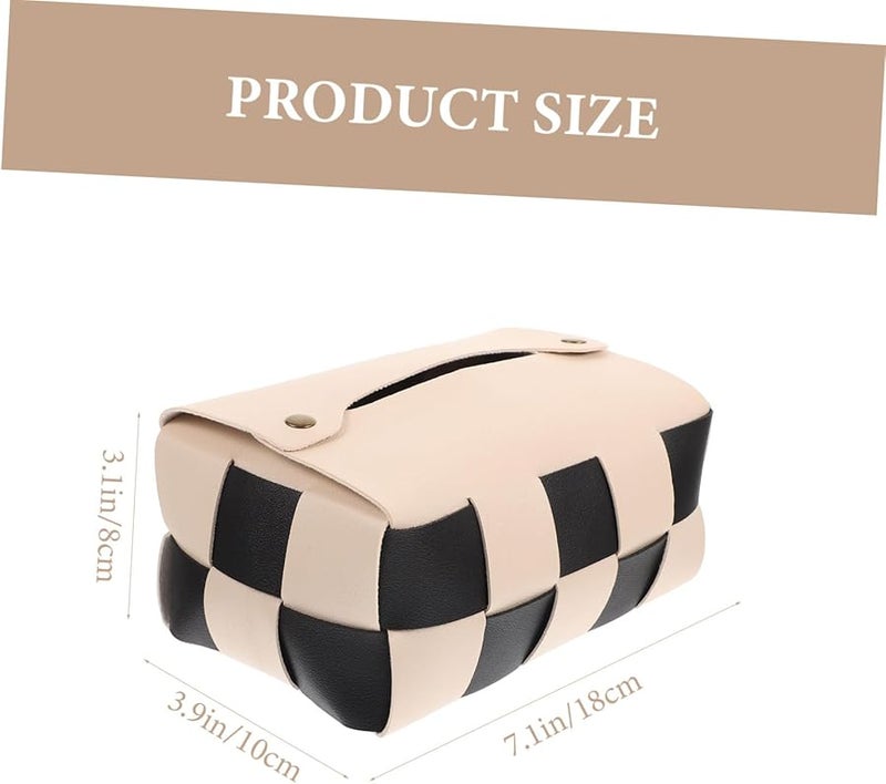 حامل علبة المناديل الجلدية البيضاء لحالة تخزين المناديل الزخرفية للمنزل والمكتب والسيارة - Image 2